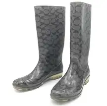 Coach  Signature C Rainboot Gray & Black Outdoor Rubber Galosh Women’s Size 9