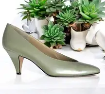 Vintage: Amalfi ❤︎︎ Monica Kitten Heel Pumps ❤︎︎ Pastel Mint Pearl Leather ❤︎︎ 7