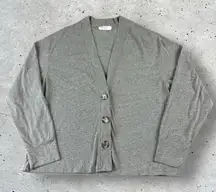 LA RELAXED Shelter Jersey Cardigan Organic Cotton Blend Green Sz L‎