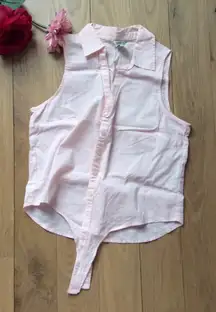 F21 pink sleeveless button - tie at waist