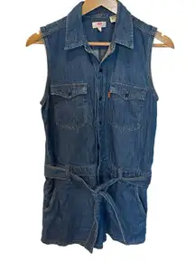 Vintage Levi’s Denim Romper Women XS Blue Orange Tab Retro 70’s Rare Western