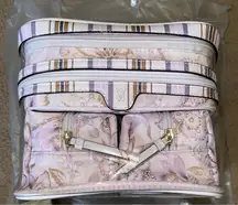 Elegant Floral and Striped Cosmetic Bag Set