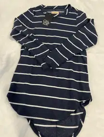 Navy and White Striped Long Sleeve Dress