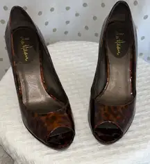 Cole Haan Brown Leopard Peep Toe Heels