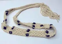 Boho Macrame Beaded Woven Tan Belt