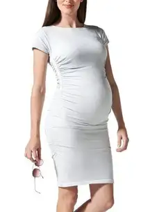 Blanqi Grey Maternity Cap Sleeve Crew Neck Dress Size S/M