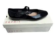 NEW Esprit Mary Jane Ballerina Flats Shoes Black Size 6.5 Vegan Faux Leather