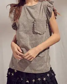STORIA Paloma Ruffled Top in Heathered Gray Size Small