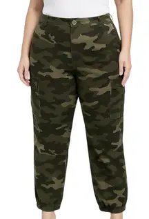 Shoedazzle Green Camouflage High Rise Tapered Trousers Cargo Jogger Pants Sz XL