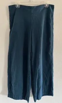 Free People Free-est Demi Pants Womens Small Blue Pull On Cotton Linen Wide Leg