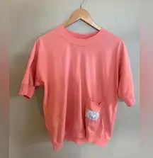 HM ABERNATHY Vintage 80s Peach Pullover Short Sleeve Lightweight Top Small