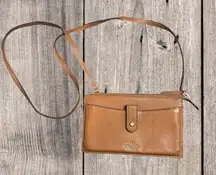 Kate Spade Tan Pebbled Leather Triple Compartment Crossbody Bag Purse