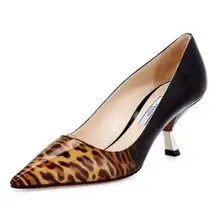 Prada Leopard Ombre Kitten-Heel Pump Honey