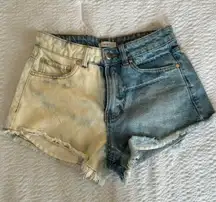 Forever 21 split color jean shorts