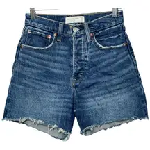 NEW Abercrombie & Fitch Dad Short High Rise Blue Denim Jean Shorts Size 23 000
