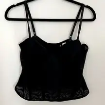 Divided H&M Modern Love Corset Black Lingerie Top Large Mesh Fitted