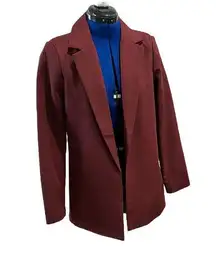 Missguided Burgundy Blazer Women Size 4 Office Fall Classic Smart Casual Preppy