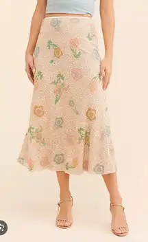 Anthropologie Bl-nk sequin floral midi skirt Xs