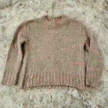 Preswick & Moore Petite Popcorn Optic Boucle Knit Sweater Pink and Green Size PM