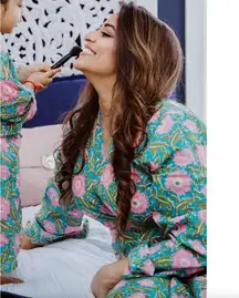 PajamaSutra Firoza Dressing Robe in Block Print Floral