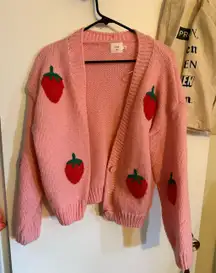 Pink oversized look strawberry sweater