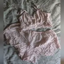 Victoria's Secret Pink Lace Pajama Set
