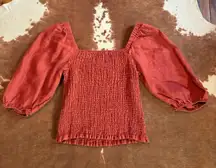 525 America semi cropped smocked top  size large  Retails from $60-$100