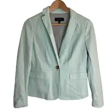Talbots Mint Green Women's Blazer Size 2 preppy light academia one button closur