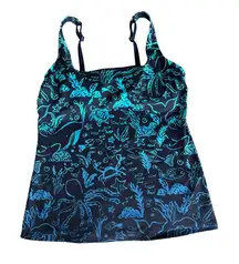 Lands' End Tankini Top Size 6 Swimsuit Navy Sea Print Underwire Women's