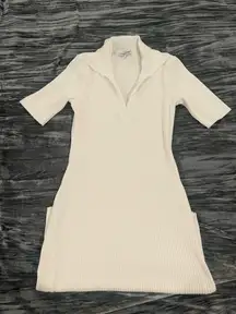 Ribbed White Collared Dress by Cotton Citizens Size L
