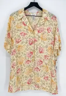 NWT Vintage Jones NY Pastel Cottagecore Floral Button Down Top Size 12