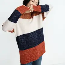 Madewell Striped Baxter Sweater Tunic Sz S Oversized Alpaca Cotton Blend