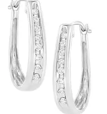 Haus of Brilliance .925 Sterling Silver 1/4 Cttw Lab Grown Diamond Hoop Earring