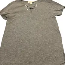 Michael Kors Gray T-Shirts Lace Up Short Sleeve‎ Casual