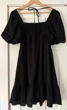 Krisa Black‎ Puff Sleeve Linen Dress Size XS