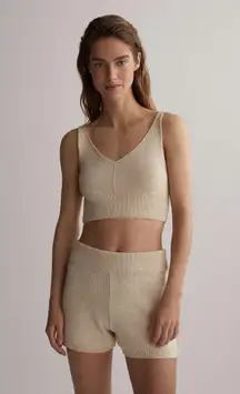 Knitted Beige Tan Crop Top