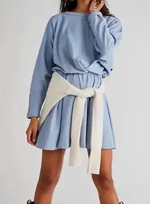 NWOT Free People Beach Santa Maria Blue Long Sleeve Mini Dress