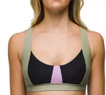 Prana Tulum Top Black Color Block Sport Bra Swim Bikini Top XL