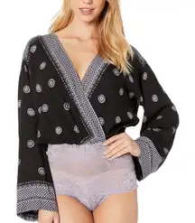 Free People Intimately On Board Bodysuit Womens XS Black Boho Hippie Lace Dainty