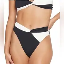 L Space Nancy Lee Bitsy Bikini Bottom, Black Cream, XS, $99