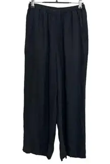 Flax High Rise Pull On Black 100% Linen Pants - Size S