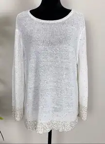 Amina Rubinacci white sequin knit sweater