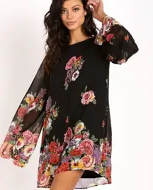 Show Me Your Mumu Bombshell Floral Shift Mini Dress Chiffon Scoop Back small S