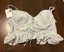 light blue floral top