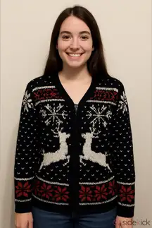 Vintage Christmas Sweater Snowflakes and Reindeer Sweater Fair Isle design