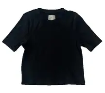 Fordays Organic Cotton Women’s Ribbed Crop Top Shirt L Black Crewneck Minimalist