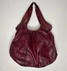 Vintage Hobo Boho Burgundy Leather Bag