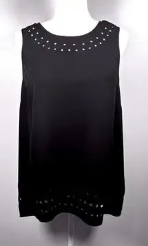 Ava & Viv Sleeveless Tank Top Eyelet Trim Casual Blouse Black Size‎ Unknown
