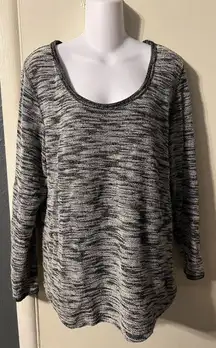 Sweater Women's L Black/White Scoop Neck Pullover Long Sleeve