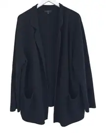 J. Crew Eloise Sweater Cardigan Blazer XL MerinoWool Blend Black Knit Open Front